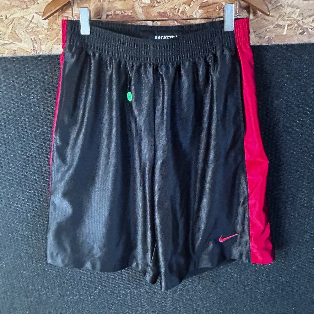 Nike Y2K Basketball Shorts Mens Medium Black Red Mesh Athletic Gym